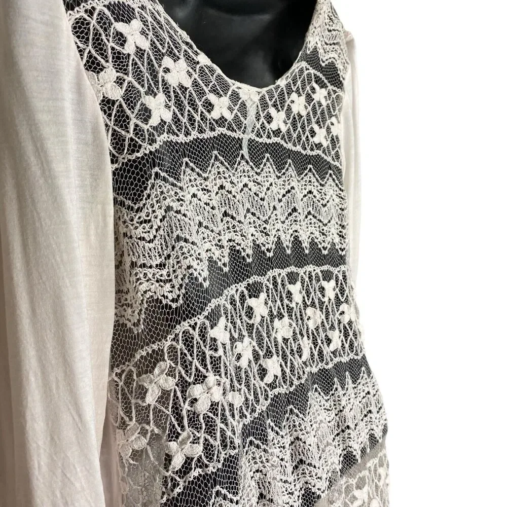 Free People Blouse Top Womens Small Light Pink Lace Open Back Coquette Romantic